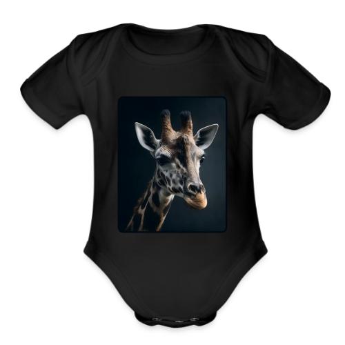 Majestic Giraffe Artistic Portrait Design - Organic Short Sleeve Baby Bodysuit