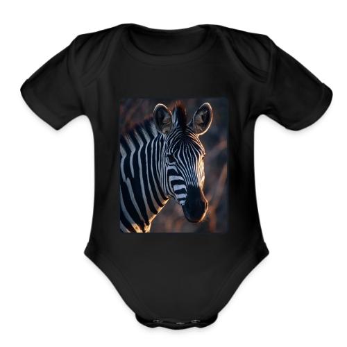 Majestic Zebra Sunset Portrait Design - Organic Short Sleeve Baby Bodysuit