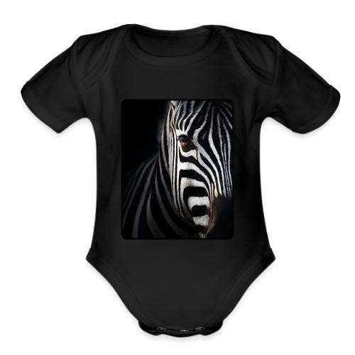 Zebra High Contrast Portrait Design - Organic Short Sleeve Baby Bodysuit