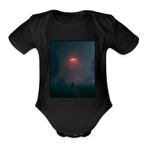 Mysterious UFO Encounter Design - Organic Short Sleeve Baby Bodysuit