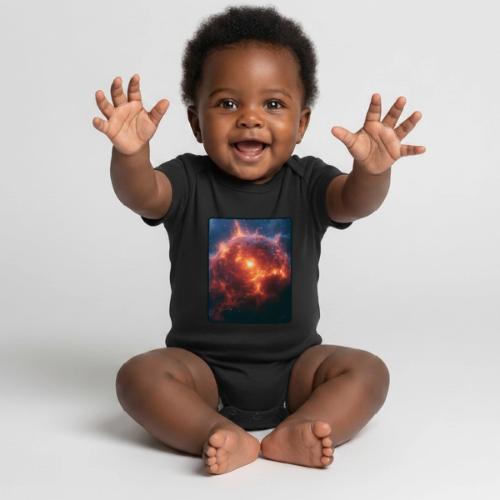 Exploding Supernova Space Art - Organic Short Sleeve Baby Bodysuit