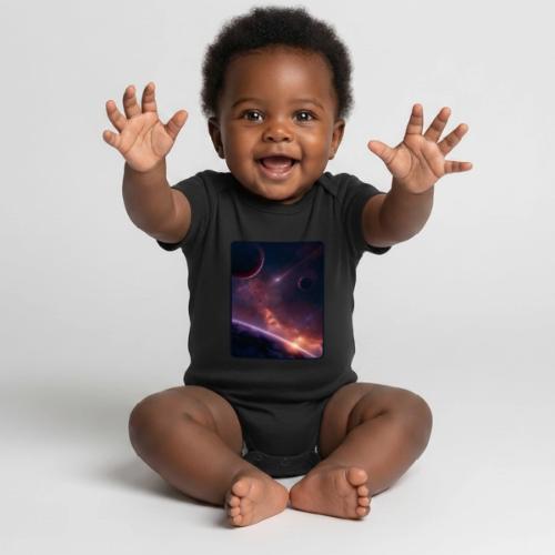 Cosmic Sunset Nebula Space Art - Organic Short Sleeve Baby Bodysuit