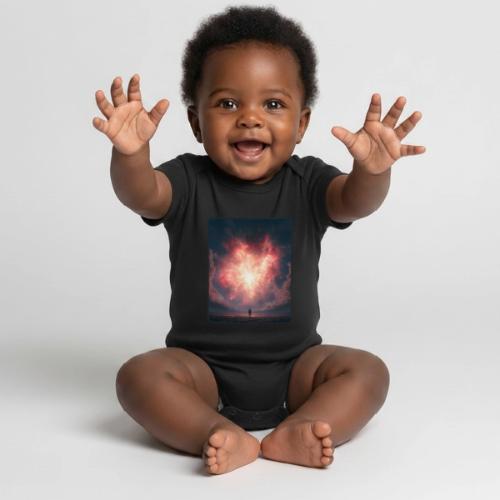 Supernova Sky Sci-Fi Artwork - Organic Short Sleeve Baby Bodysuit