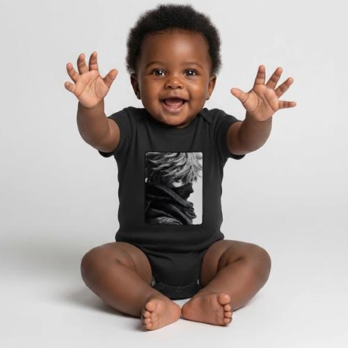 Battle-Worn Ninja Portrait - Organic Short Sleeve Baby Bodysuit