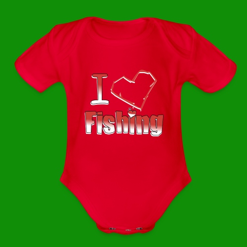 i heart fishing - Organic Short Sleeve Baby Bodysuit