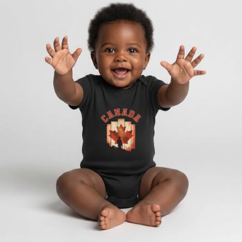 Proud Canadian Shadow - Organic Short Sleeve Baby Bodysuit