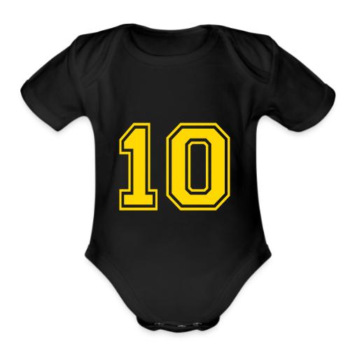 Number 10 in a classic athletic collegiate font - Organic Short Sleeve Baby Bodysuit