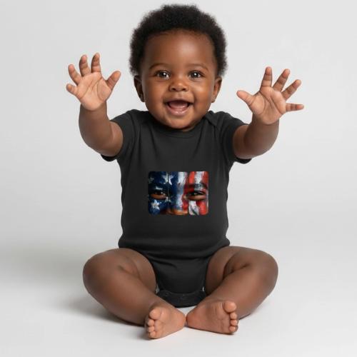 USA: Three Panels of Pride - Organic Short Sleeve Baby Bodysuit