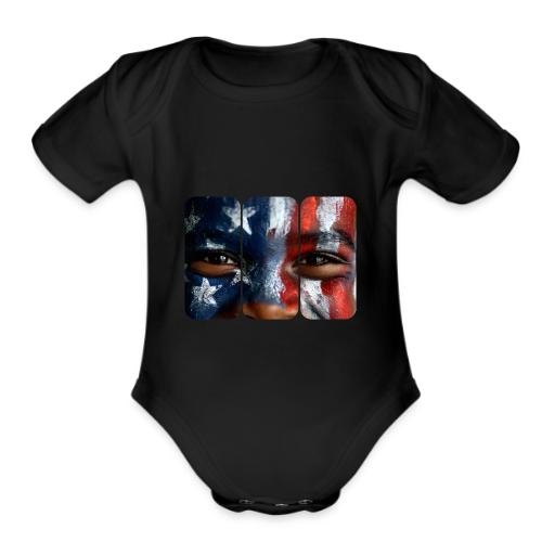 USA: Three Panels of Pride - Organic Short Sleeve Baby Bodysuit