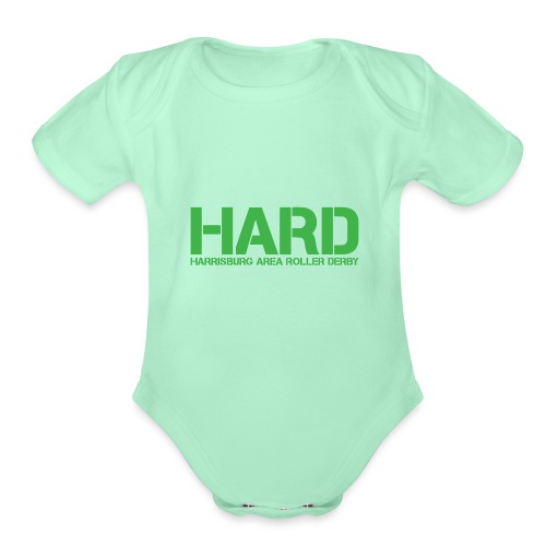 HARD Text Green - Organic Short Sleeve Baby Bodysuit