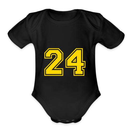Number 24 in a classic athletic collegiate font - Organic Short Sleeve Baby Bodysuit