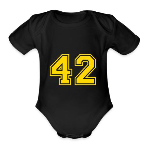 Number 42 in a classic athletic collegiate font - Organic Short Sleeve Baby Bodysuit