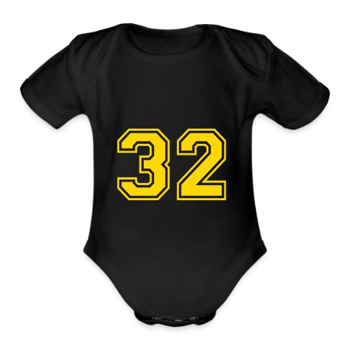 Number 32 in a classic athletic collegiate font - Organic Short Sleeve Baby Bodysuit