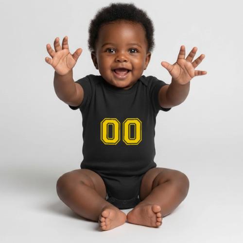 Number 00 in a classic athletic collegiate font - Organic Short Sleeve Baby Bodysuit