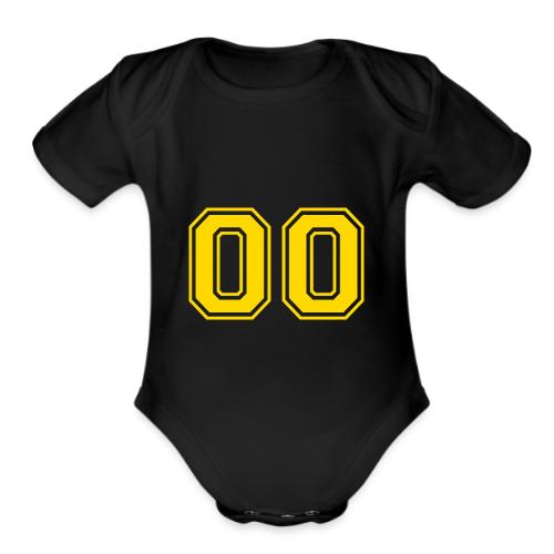 Number 00 in a classic athletic collegiate font - Organic Short Sleeve Baby Bodysuit