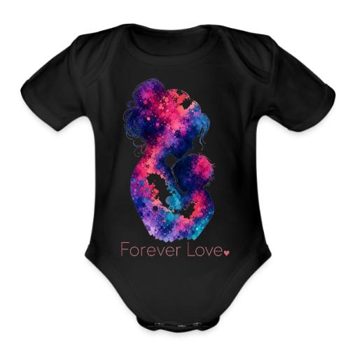 Forever Love-Vibrant Watercolor Mother-Child - Organic Short Sleeve Baby Bodysuit