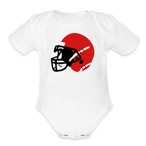 Custom 3 Color Football Helmet - Organic Short Sleeve Baby Bodysuit