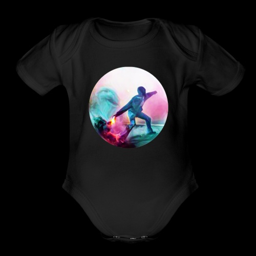 Flare thrower design - Organic Short Sleeve Baby Bodysuit