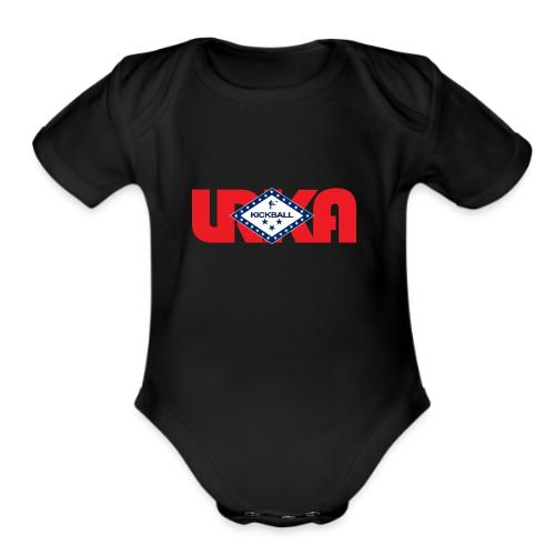 arkansas flag LRKA NON-DISTRESSED - Organic Short Sleeve Baby Bodysuit