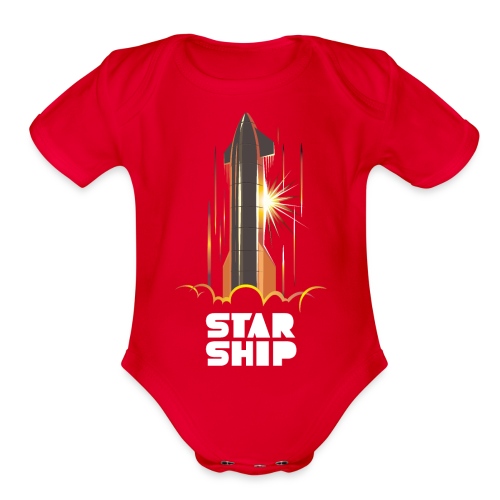 Star Ship Mars - Dark - Organic Short Sleeve Baby Bodysuit