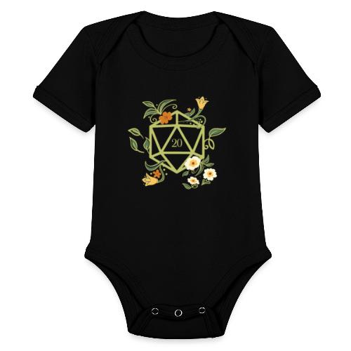 Polyhedral D20 Dice Plant and Flowers - Organic Short Sleeve Baby Bodysuit