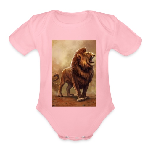Lion power roar - Organic Short Sleeve Baby Bodysuit