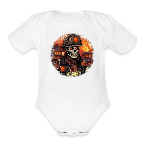 Skeletons Firefighter / fireman skeleton - Organic Short Sleeve Baby Bodysuit