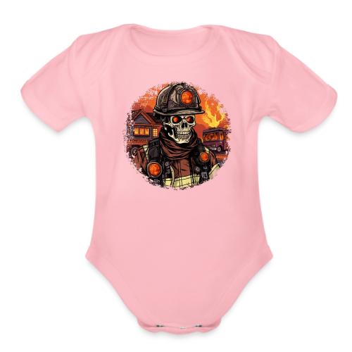 Skeletons Firefighter / fireman skeleton - Organic Short Sleeve Baby Bodysuit