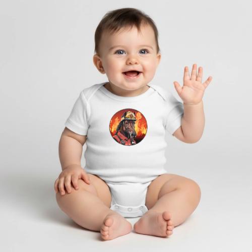 Horses Firefighter / fireman horse - Organic Short Sleeve Baby Bodysuit