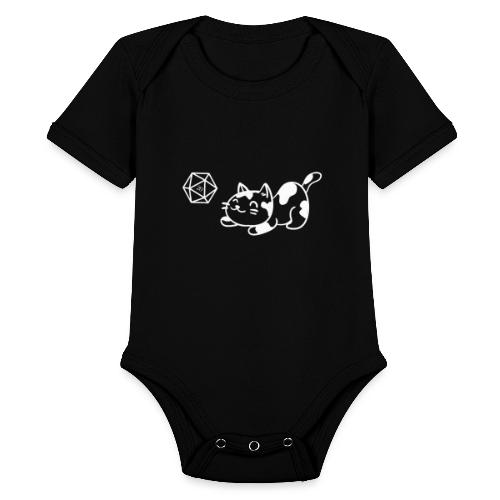 Cute Cat with D20 Dice - Organic Short Sleeve Baby Bodysuit