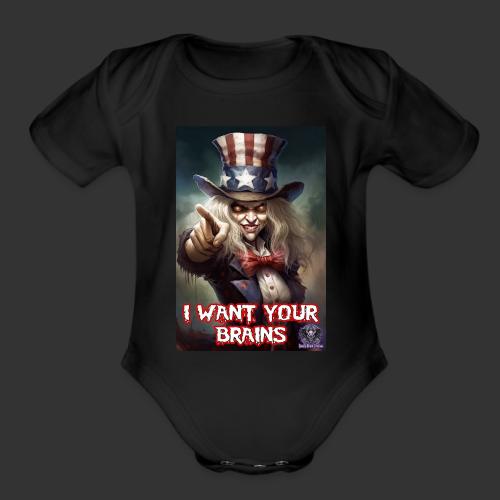 Zombie Aunt Samantha Wants You #10T Patriot Undead - Organic Short Sleeve Baby Bodysuit