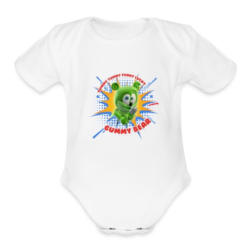 Funny Lucky Gummy Bear - Organic Short Sleeve Baby Bodysuit