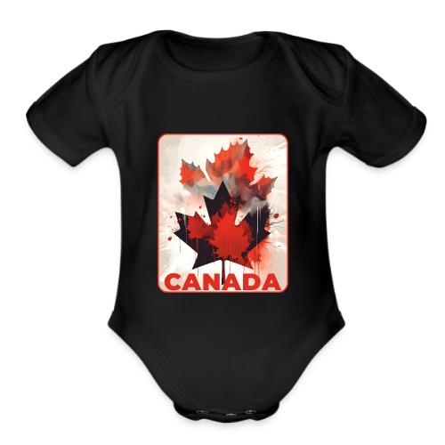 Canada Inked Leaf - Organic Short Sleeve Baby Bodysuit
