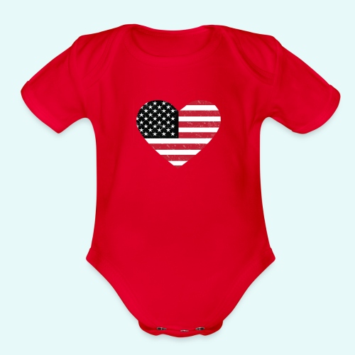 HEART FLAG - Organic Short Sleeve Baby Bodysuit
