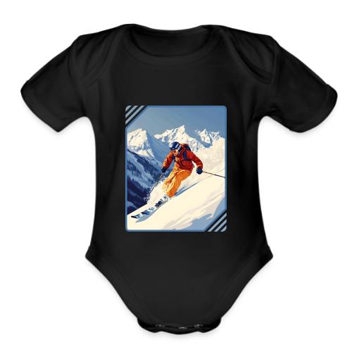 Mountain Skiing Vibes - Organic Short Sleeve Baby Bodysuit