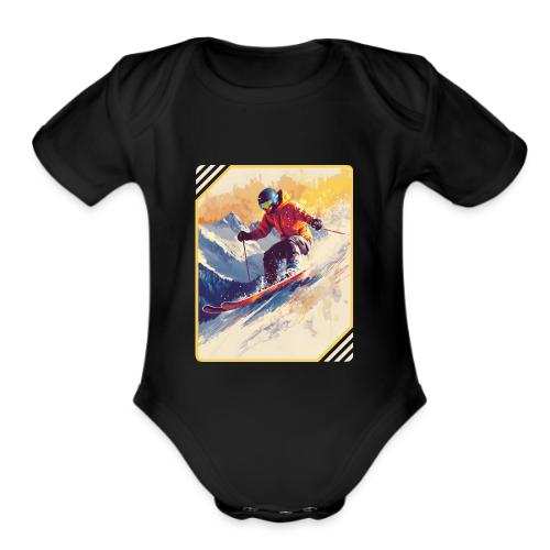 Skiing Through Snow Dreams - Organic Short Sleeve Baby Bodysuit
