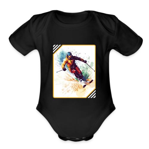 Winter Skiing Escape - Organic Short Sleeve Baby Bodysuit