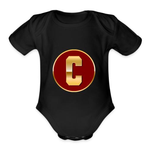 Letter C – Capital Varsity Alphabet Monogram - Organic Short Sleeve Baby Bodysuit