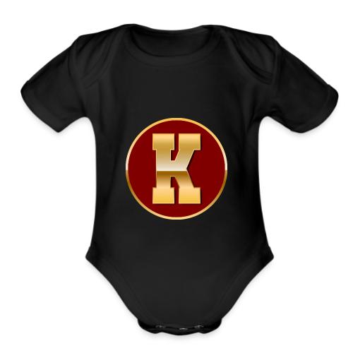 Letter K – Capital Varsity Alphabet Monogram - Organic Short Sleeve Baby Bodysuit