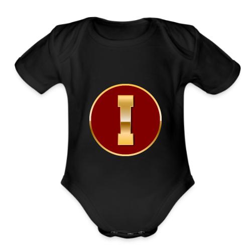 Letter I – Capital Varsity Alphabet Monogram - Organic Short Sleeve Baby Bodysuit
