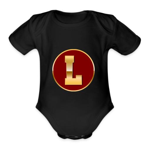 Letter L – Capital Varsity Alphabet Monogram - Organic Short Sleeve Baby Bodysuit