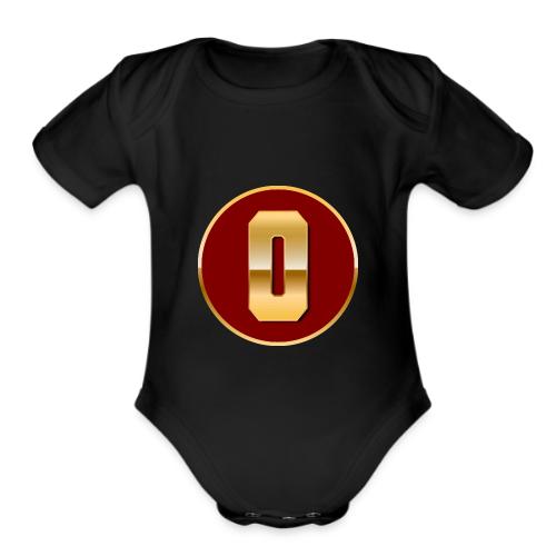 Letter O – Capital Varsity Alphabet Monogram - Organic Short Sleeve Baby Bodysuit