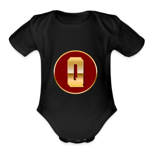 Letter Q – Capital Varsity Alphabet Monogram - Organic Short Sleeve Baby Bodysuit