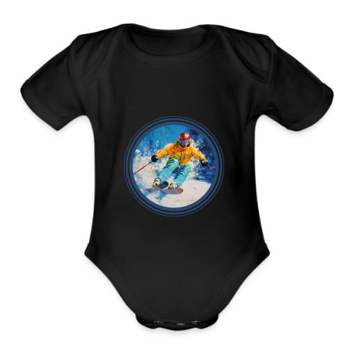 Born for Skiing - Organic Short Sleeve Baby Bodysuit