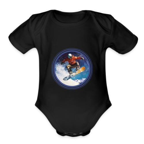 Snowboarding Rush - Organic Short Sleeve Baby Bodysuit
