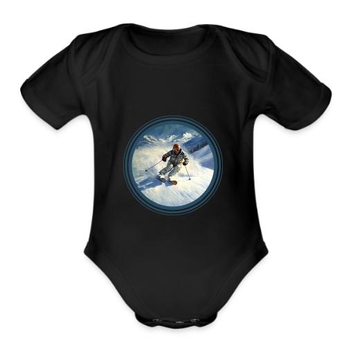 Skiing Power Moves - Organic Short Sleeve Baby Bodysuit