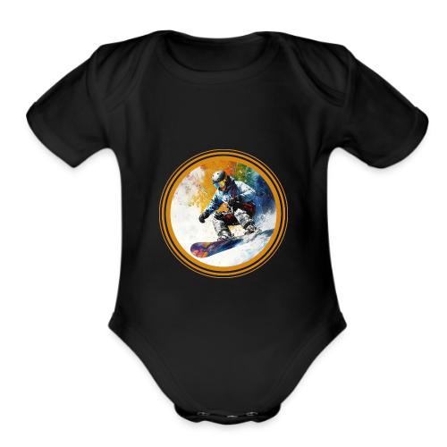 Snowboarding Dreams - Organic Short Sleeve Baby Bodysuit