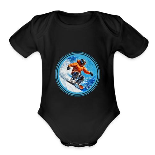 Snowboarding Motion - Organic Short Sleeve Baby Bodysuit