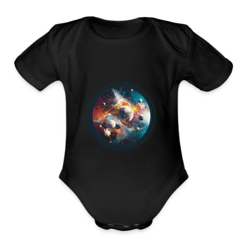 Planets in Acrylic Dreams - Organic Short Sleeve Baby Bodysuit