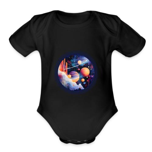 Floating Planetscape - Organic Short Sleeve Baby Bodysuit